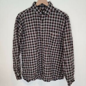 Pendleton Shirt Plaid Black Gray Long Sleeve Button Up Size Large FREE SHIPPING